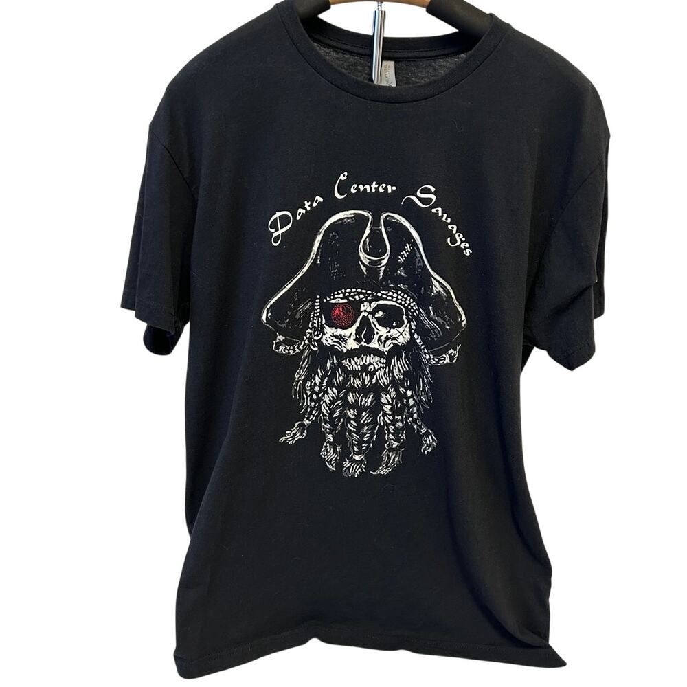 Next Level Mens large black tshirt bearded pirate Data Center Savages